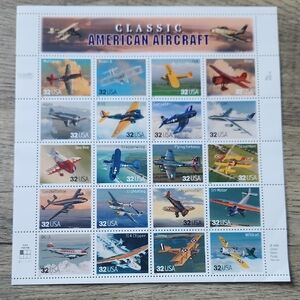 Classic American Aircraft Stamp Sheet